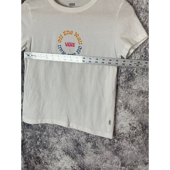 Vans T Shirt Women's Small Logo Palm Trees Graphic Off the Wall Tee Top Colorful - Picture 5 of 7